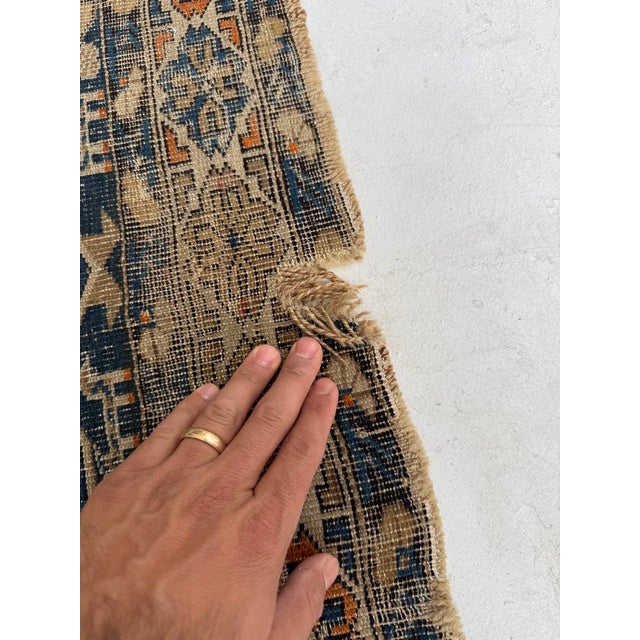 Blue Early 20th Century Distressed Caucasian Perpedil Navy Rug 3.8 x 4.8 For Sale - Image 8 of 11