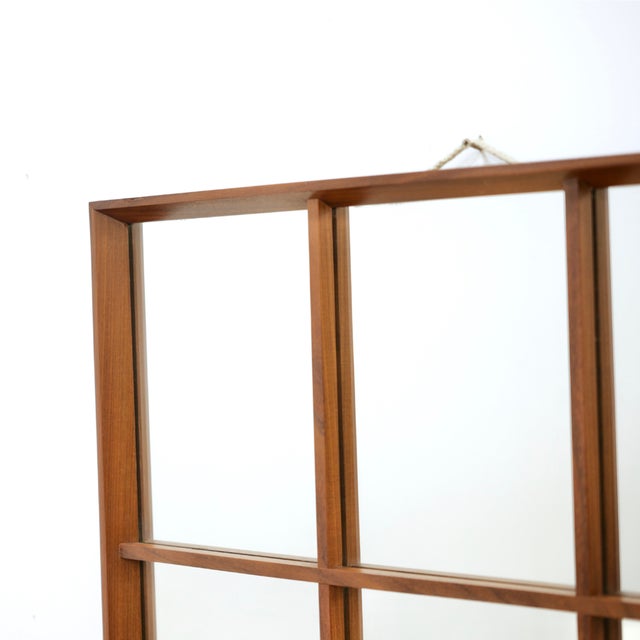 1960s Large Mid Century Teak Panel Wall Mirror For Sale - Image 5 of 8