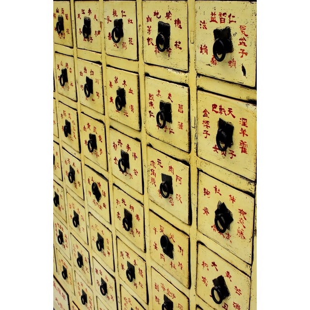 19th Century Chinese Apothecary Medicine Cabinet Yellow Lacquer 67 Drawers For Sale - Image 14 of 18