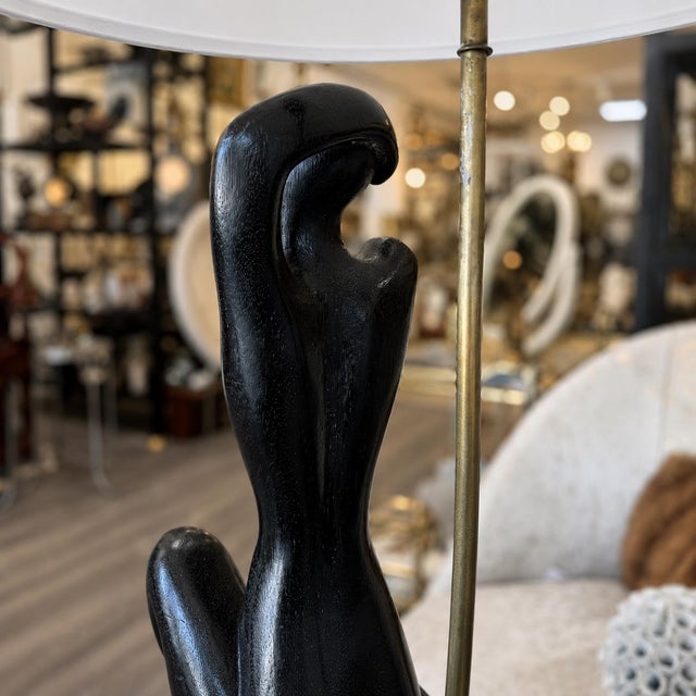 1960s 1960s Ebonized Oak Sculptural Figural Table Lamp by Yasha Heifetz For Sale - Image 5 of 8