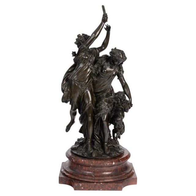 Large Napoleon III Bronze Sculpture with Marble Base from Clodion For Sale - Image 12 of 12