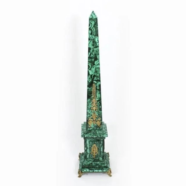 Antique Monumental Ormolu Mounted Malachite Obelisks on Stands, 1920s, Set of 4 For Sale - Image 11 of 18