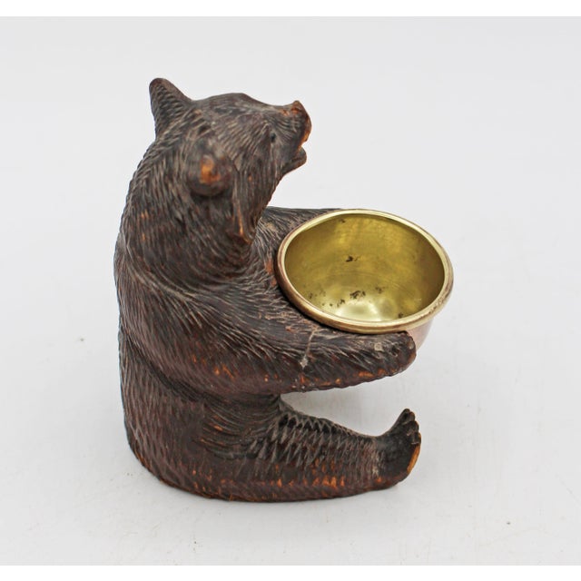 Late 19th Century Swiss Black Forest Seated Bear With Copper Bowl For Sale - Image 4 of 6