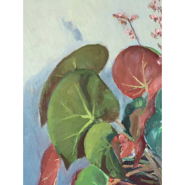 Paint 1949 Mid-Century Modern 'Begonia & Apples' Vintage Original Still Life Oil Painting, Framed For Sale - Image 7 of 11