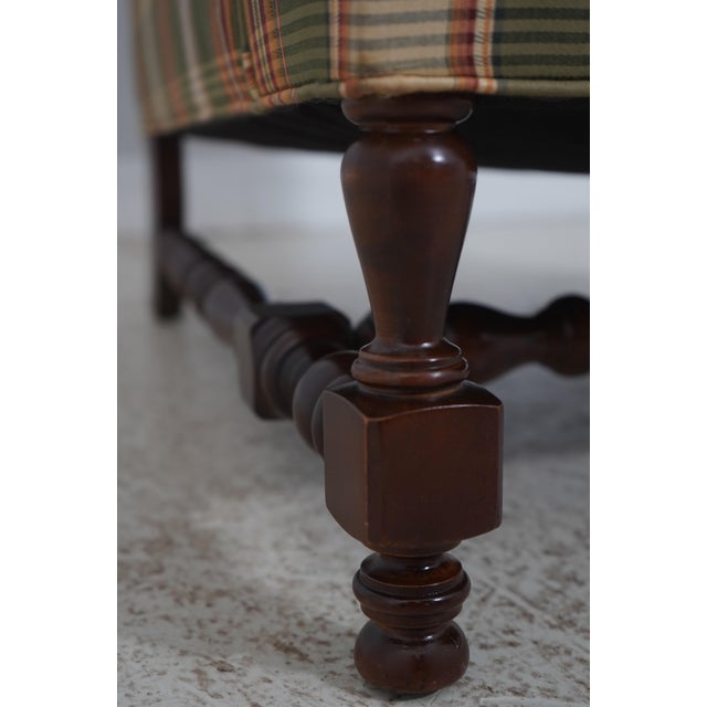 Southwood Plaid Upholstered Country Wing Chair & Ottoman For Sale - Image 10 of 18