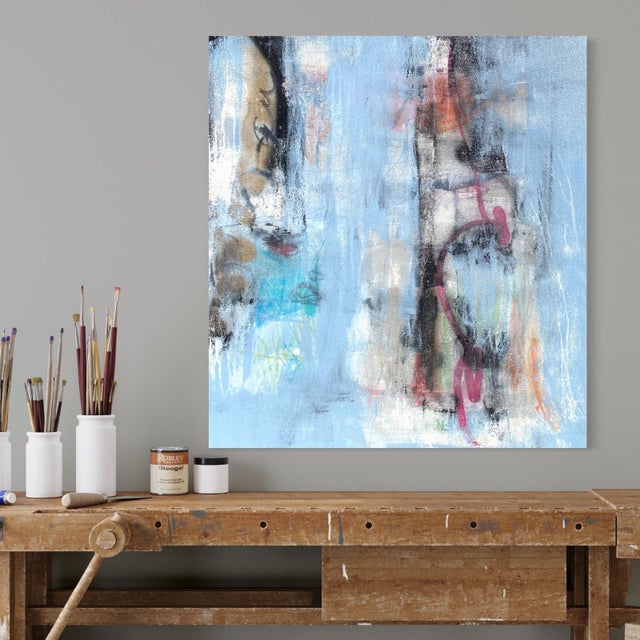 Abstract Original Blue Abstract Painting 9421 For Sale - Image 3 of 11