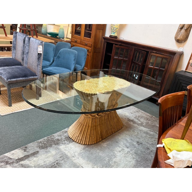 Wood Circa 1960 McGuire Fine Furniture Sheaf of Wheat Dining Table For Sale - Image 7 of 12