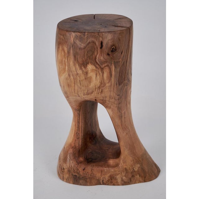Walnut Wood Sculptural Side Table by Logniture For Sale - Image 13 of 18