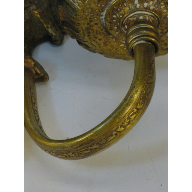 Traditional 1920s Wall Sconce Electric old Elegant Bronze Empire Style Embossed Pattern For Sale - Image 3 of 10
