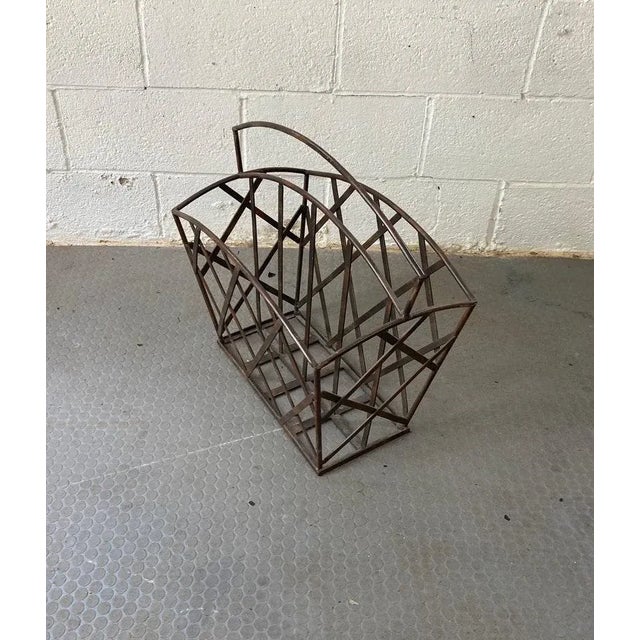 Vintage Large Metal Magazine Rack For Sale - Image 4 of 7