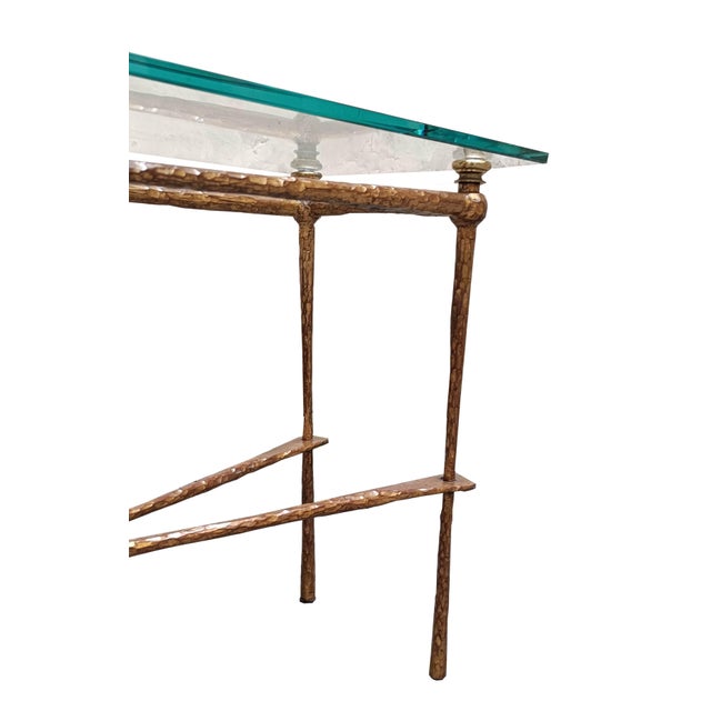 Mid-Century Modern Gilt Iron and Glass Console by Giovanni Banci for Hermes, Italy, 1970s For Sale - Image 3 of 9