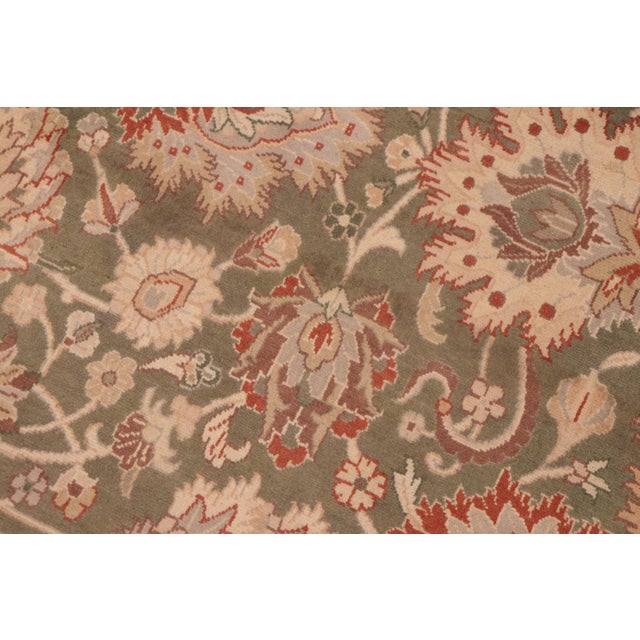 Floral 1990's Pak-Persian Green/Beige Wool Rug - 5'10'' X 9'0'' For Sale In New York - Image 6 of 9