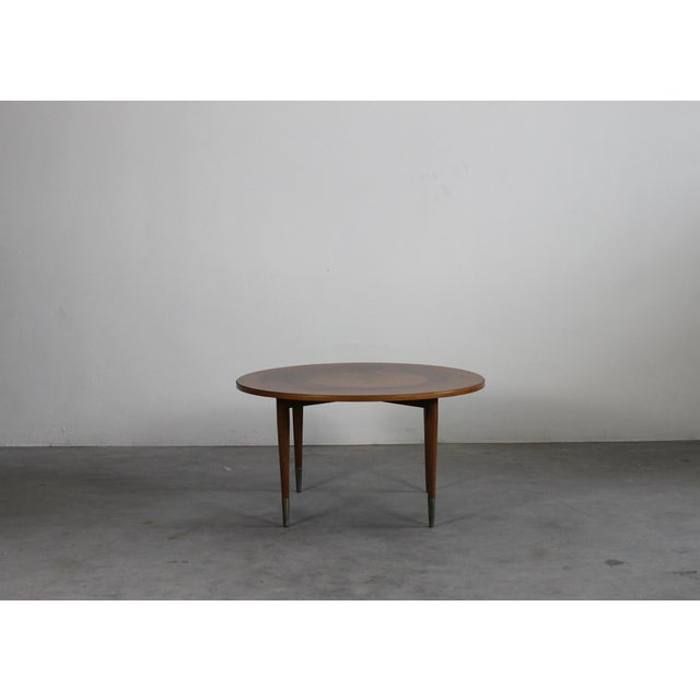 Round Coffee Table in Walnut and Metal attributed to Gio Ponti, Italy, 1950s For Sale - Image 6 of 6