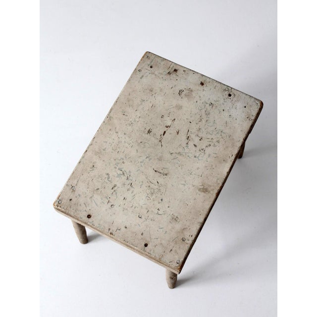 Antique Primitive Painted Wood Farmhouse Stool For Sale - Image 15 of 17