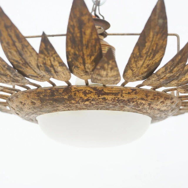 Mid-Century Sunburst Brass Pendant Lamp, 1960s For Sale - Image 6 of 9