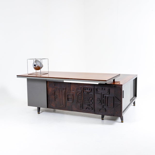 Brown Nerone e Patuzzi Desk, Gruppo NP2, Italy Mid-20th century. For Sale - Image 8 of 14