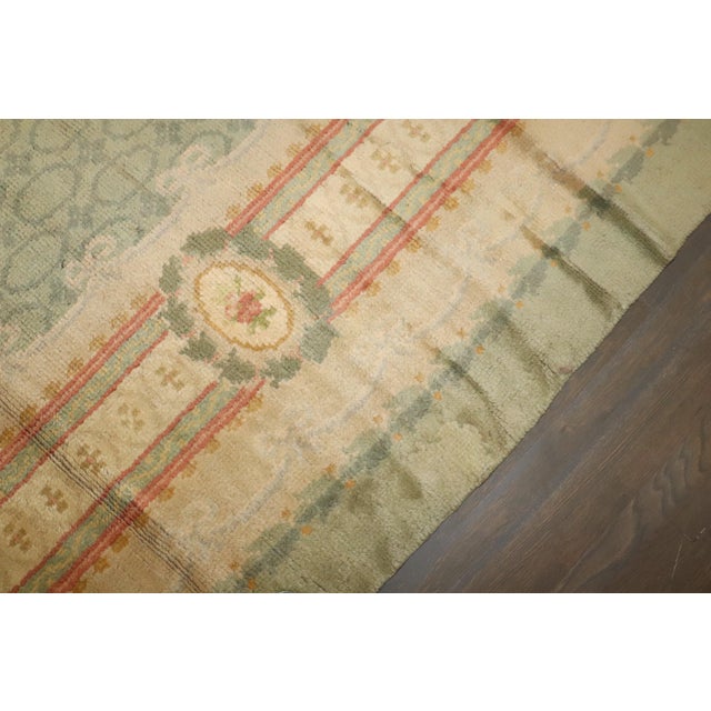 Early 20th Century Zabihi Collection Mint Green Color Irish Donegal Rug - 11'9" x 11'11" For Sale - Image 10 of 12