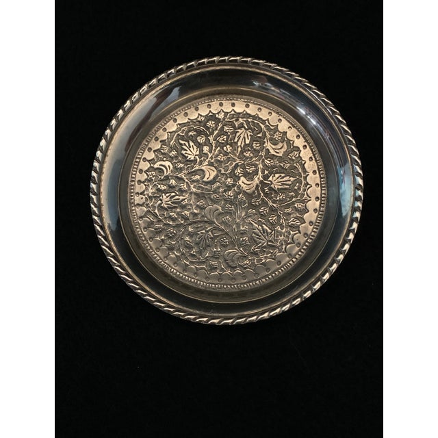 Vintage Nickel German Silver Drinking Coasters Ornate Repousse Flowered - Set of 4 For Sale - Image 13 of 13
