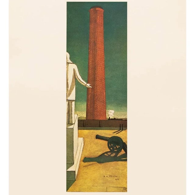 A rare First Edition period offset lithograph, print, of painting Cheminée (Chimney) by Giorgio de Chirico. Comes from a...