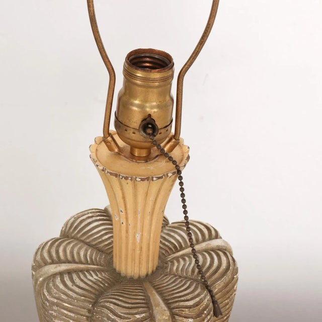 Beige French Art Deco Dainty Table Lamps Painted Mahogany 1940s For Sale - Image 8 of 11