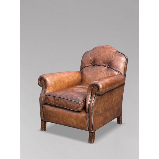 1960s Vintage French Leather Club Chairs, 1960, Set of 2 For Sale - Image 5 of 8