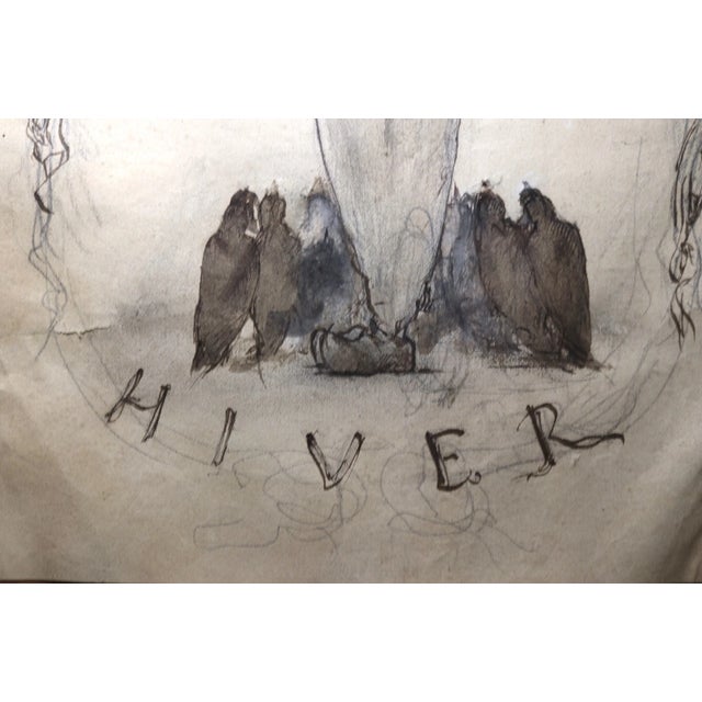 Antique Original 18th Century A. Gobert Figural Ink Drawing Titled Hiver Framed For Sale In New York - Image 6 of 11