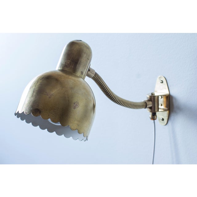 Wall lamp model no 191 by e. Hansson & co. Produced in malmö, sweden during the 1950s. Made from solid brass with shade...