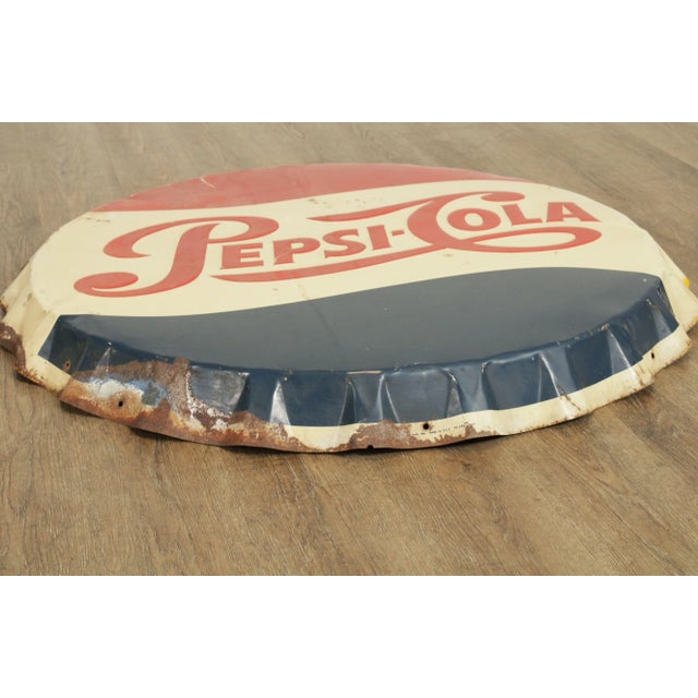 Pepsi Cola Vintage Set 3 Metal Bottle Cap Signs, Stout For Sale - Image 9 of 13