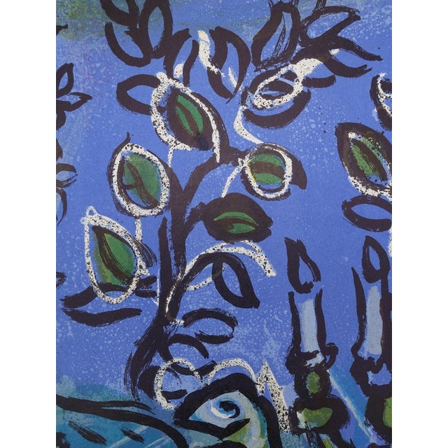 Marc Chagall, Dove and Menorah Candlestick, Original Lithograph For Sale - Image 4 of 6