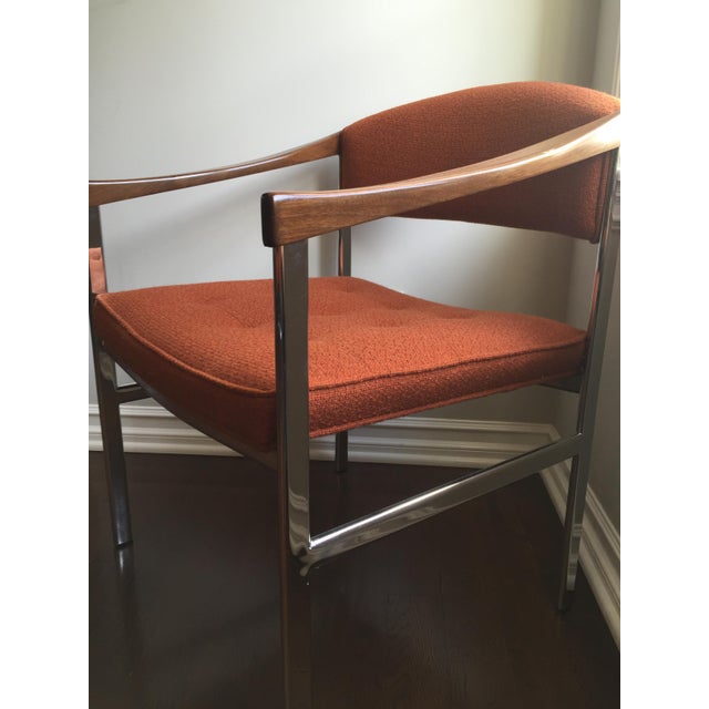 Mid-Century Modern Milo Baughman Attributed Chrome and Walnut Dining Chairs - Set of 8 For Sale - Image 3 of 10