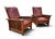A pair of vintage Stickley Spindle Leather Morris Chairs. The forerunner of the modern recliner and is part of the 1989...
