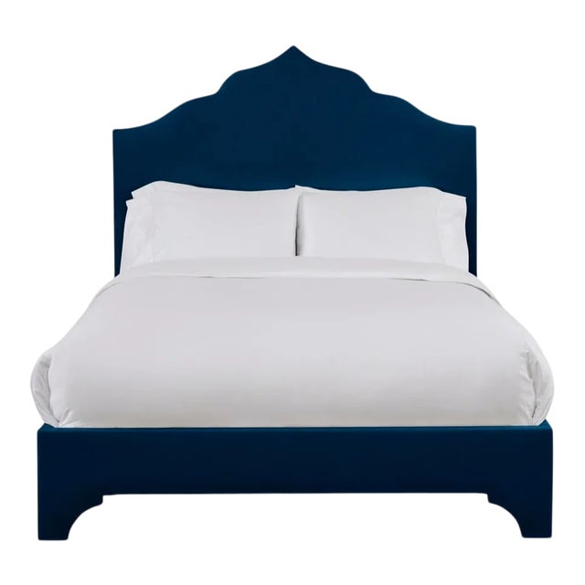 Clementine Queen Bedframe, Navy Velvet For Sale