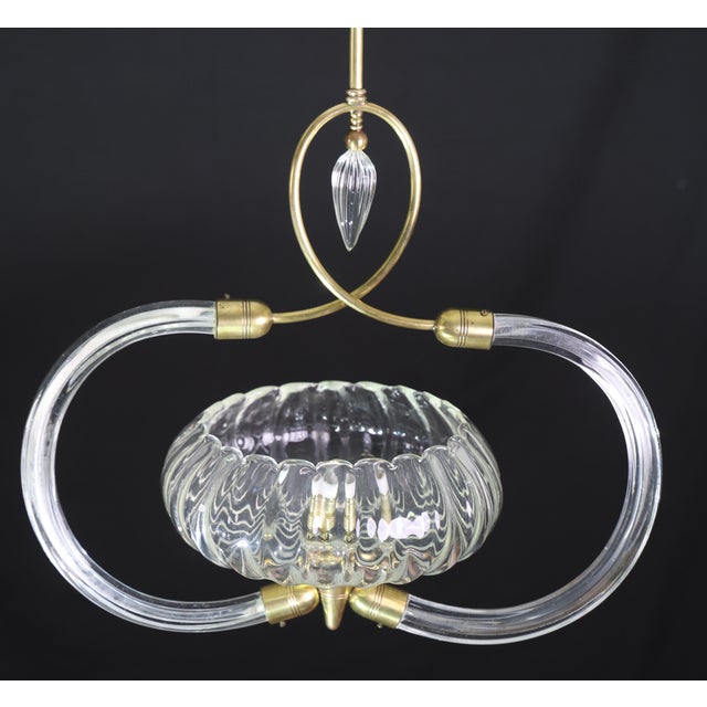 1940s Amazing Art Decò Clear Murano Glass Chandelier by Seguso For Sale - Image 4 of 13