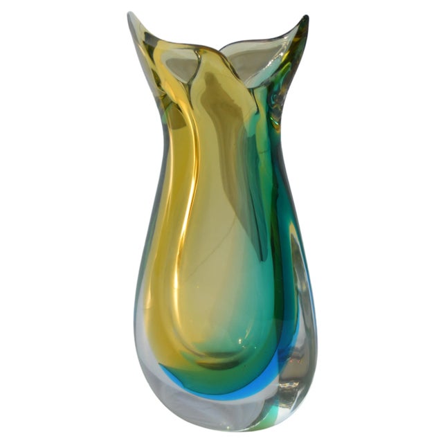 Vintage Mid 20th Century Hand Blown Colorful Glass Vase For Sale - Image 4 of 11
