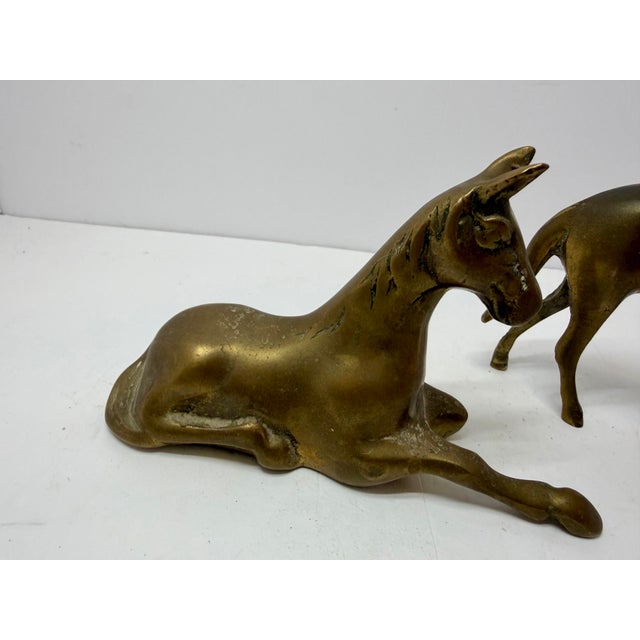Vintage Solid Brass Mare & Foal Figurines (Pair) For Sale - Image 6 of 9