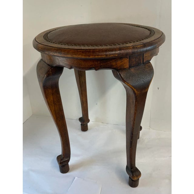 Vintage Rustic European Leather Top Stool Chairish