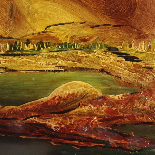 Paper Italian Artist, Impressionist Style Landscape, 1970, Mixed Media on Cardboard, Framed For Sale - Image 7 of 13