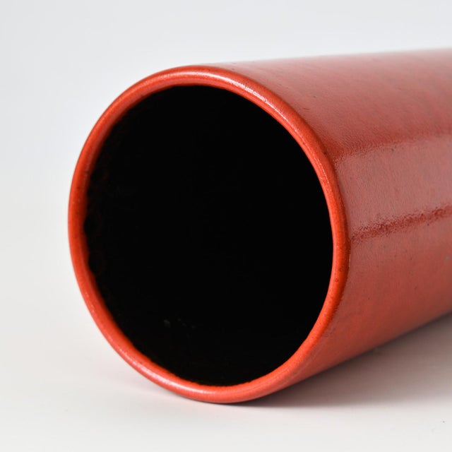 German Orange Ceramic Vase, 1970s For Sale - Image 4 of 10