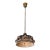Mid-Century Cool Umber Glazed Ceramic Pendant Chandelier With Amber Glass Detail For Sale