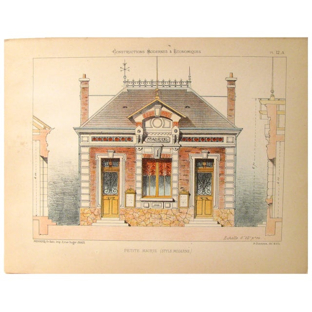 Rustic European 1880s French Architectural Lithograph Folio, 25 Sheets For Sale - Image 3 of 10