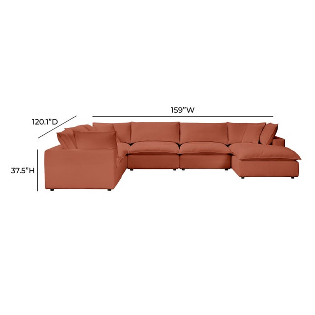 Cali Rust 7-Piece Performance Fabric Modular Large Chaise Sectional For Sale In Los Angeles - Image 6 of 7