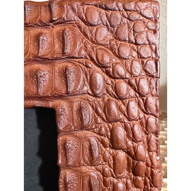 Modern Vintage Italian 1970’s Picture Frame of CeramicWith Alligator Detail in Bronze /Brown For Sale - Image 3 of 9