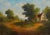 Wonderful 1940s genre landscape of traditional English cottage painted in the European style by Henry T. Harvey...