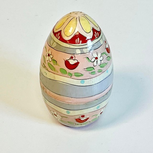 1950s 1950s Vintage Russian Boho Chic Small Hand Carved Wooden Egg For Sale - Image 5 of 9
