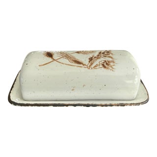 Vintage Midwinter Stonehenge Wild Oats Butter Dish, Made in England, Wedgwood Group Stoneware For Sale