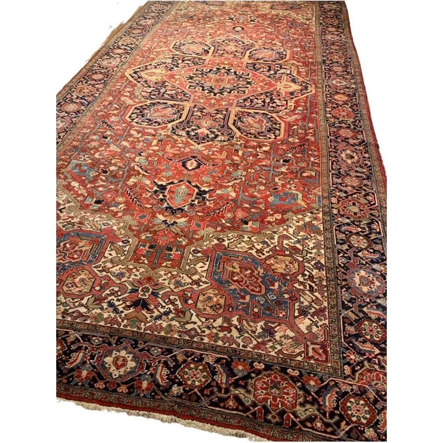 1920s Fine Hand Knotted Persian Antique Serapi For Sale - Image 4 of 12