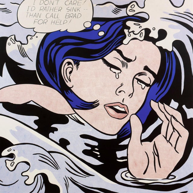 1980s 'Drowning Girl', Signed by Roy Lichtenstein, Very Large New York Museum of Modern Art Pop Art Exhibition Poster For Sale - Image 5 of 10
