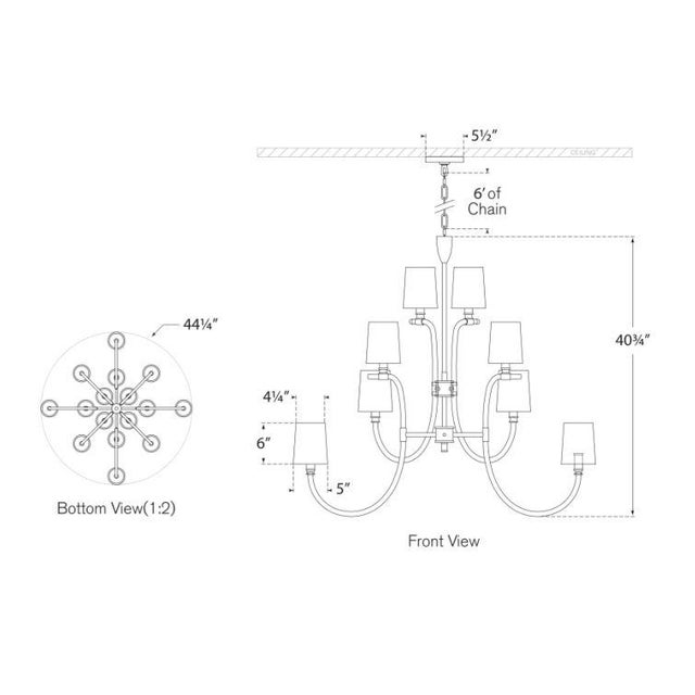 Modern Julie Neill for Visual Comfort Signature Clarice Large Chandelier in Clear Acrylic & Polished Nickel with Linen Shades For Sale - Image 3 of 3