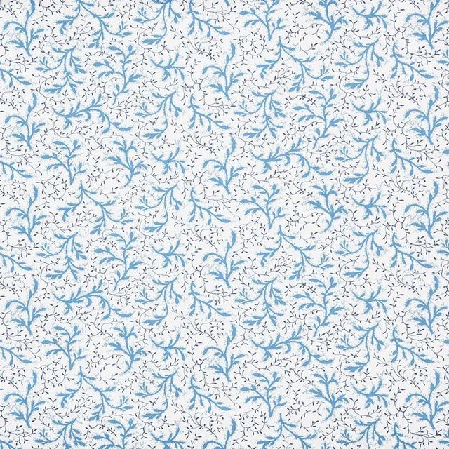 English Schumacher X Celerie Kemble Sprig Fabric in Afternoon Blue For Sale - Image 3 of 3