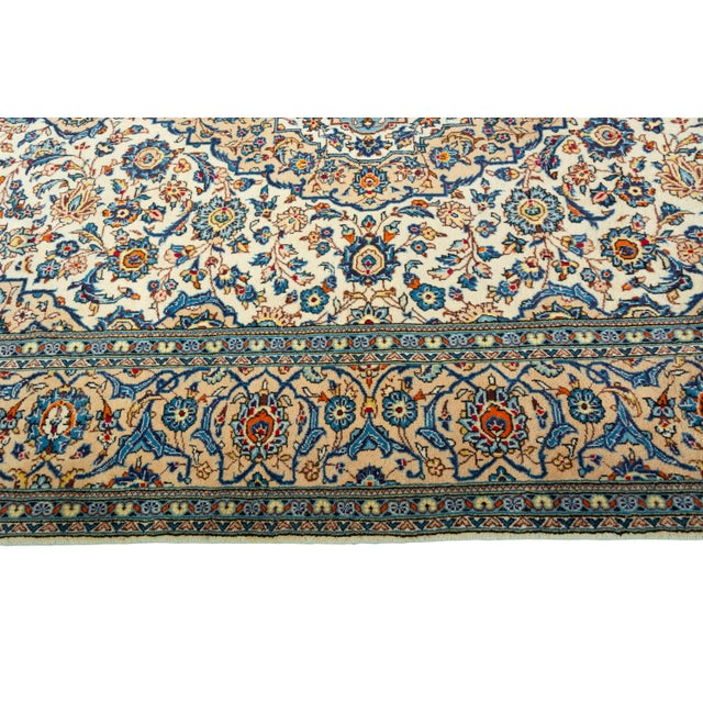 Kashan Hand-Knotted Oriental Rug with Cork Wool & Classic Medallion Design For Sale - Image 6 of 9